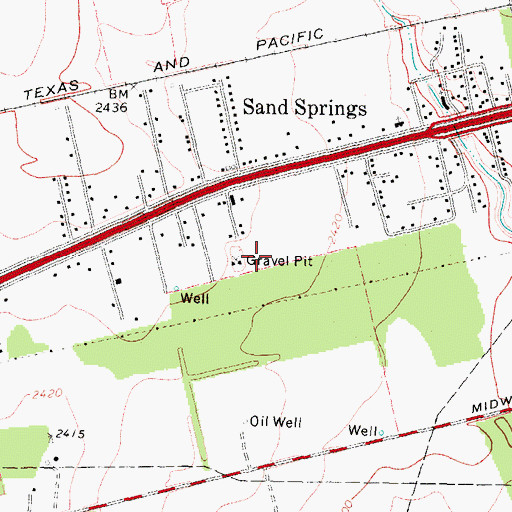 Topographic Map of Sand Springs Census Designated Place, TX