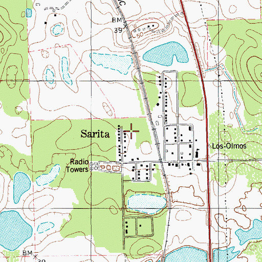 Topographic Map of Sarita Census Designated Place, TX
