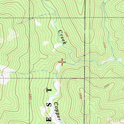 Topographic Map of Copper Creek, CA