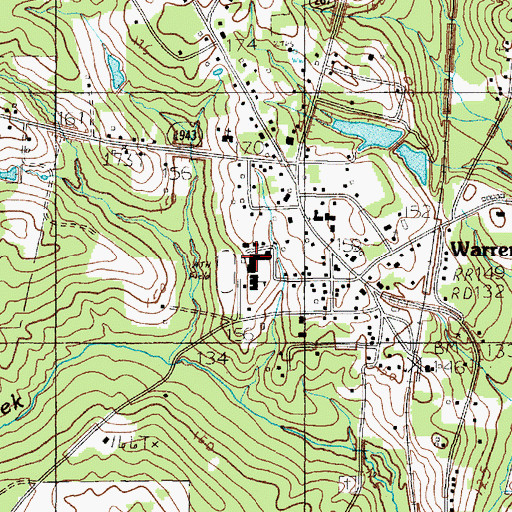 Topographic Map of Warren Census Designated Place, TX
