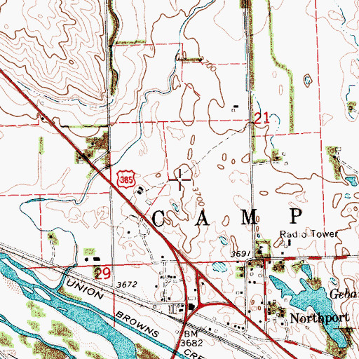 Topographic Map of Northport Census Designated Place, NE