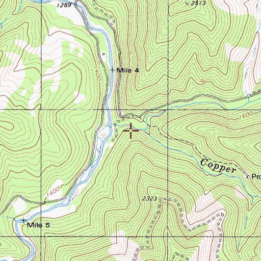 Topographic Map of Copper Creek, CA