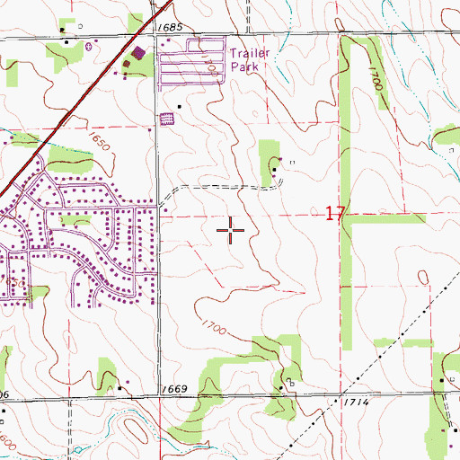 Topographic Map of Woodland Park Census Designated Place, NE