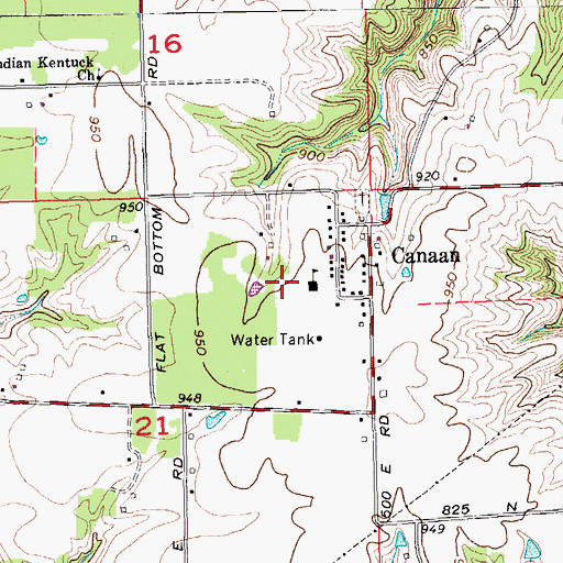 Topographic Map of Canaan Census Designated Place, IN