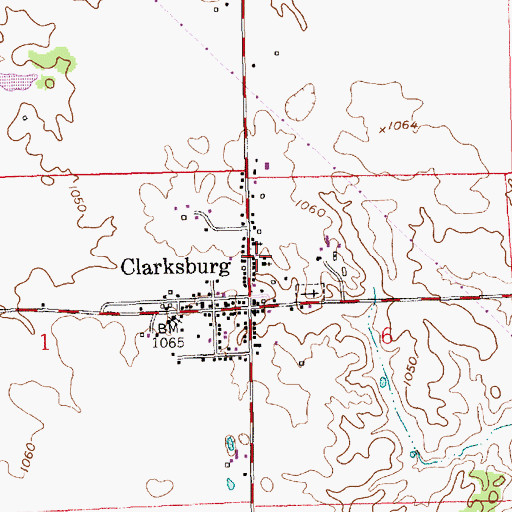 Topographic Map of Clarksburg Census Designated Place, IN