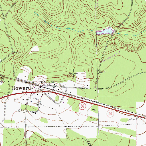 Topographic Map of Howard Census Designated Place, GA
