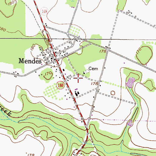 Topographic Map of Mendes Census Designated Place, GA