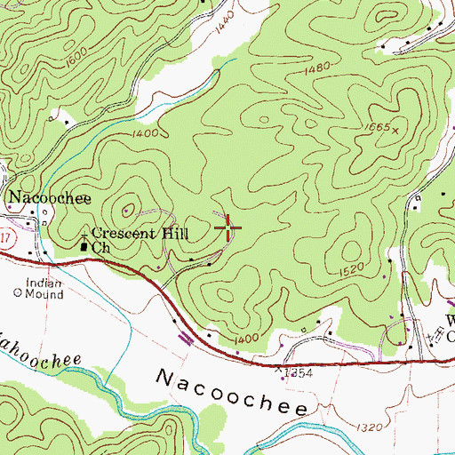 Topographic Map of Nacoochee Census Designated Place (historical), GA