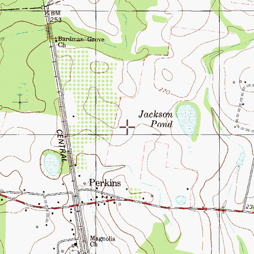 Topographic Map of Perkins Census Designated Place, GA