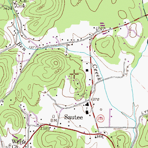 Topographic Map of Sautee Census Designated Place (historical), GA
