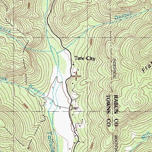 Topographic Map of Tate City Census Designated Place, GA
