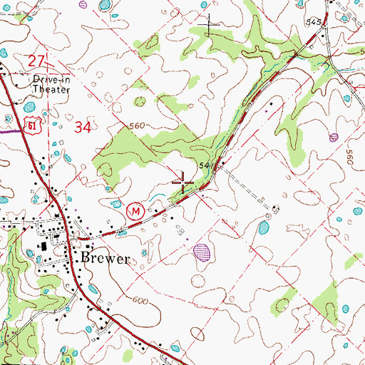 Topographic Map of Brewer Census Designated Place, MO