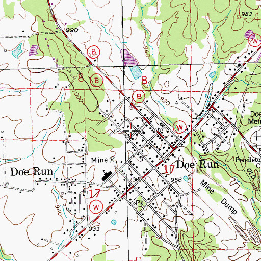 Topographic Map of Doe Run Census Designated Place, MO