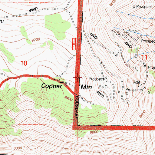 Topographic Map of Copper Mountain, CA