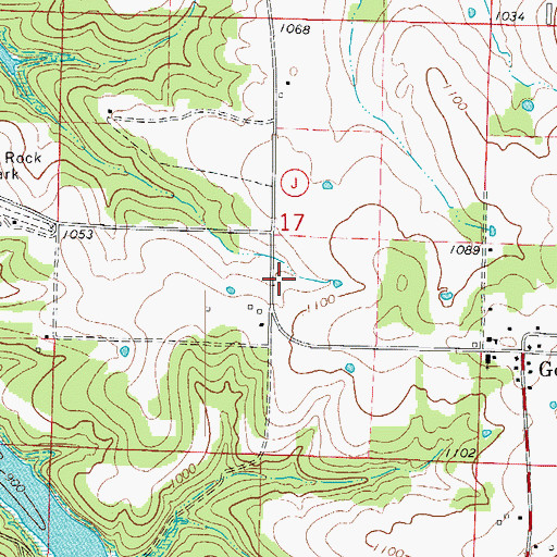 Topographic Map of Golden Census Designated Place, MO