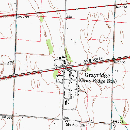 Topographic Map of Grayridge Census Designated Place, MO