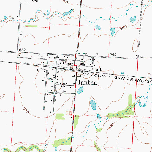 Topographic Map of Iantha Census Designated Place, MO