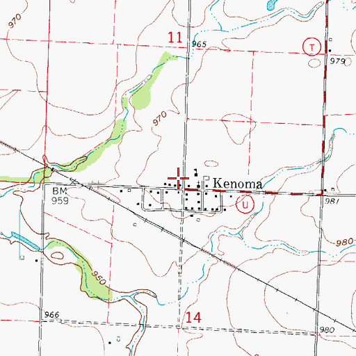 Topographic Map of Kenoma Census Designated Place, MO
