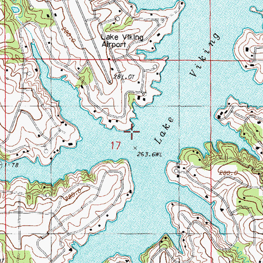 Topographic Map of Lake Viking Census Designated Place, MO