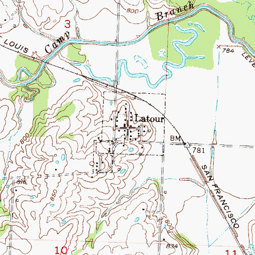 Topographic Map of La Tour Census Designated Place, MO
