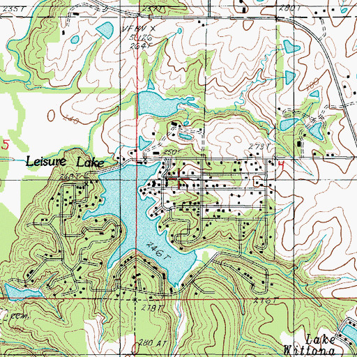 Topographic Map of Leisure Lake Census Designated Place, MO