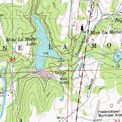 Topographic Map of Mine La Motte Census Designated Place, MO