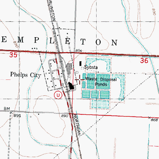Topographic Map of Phelps City Census Designated Place, MO