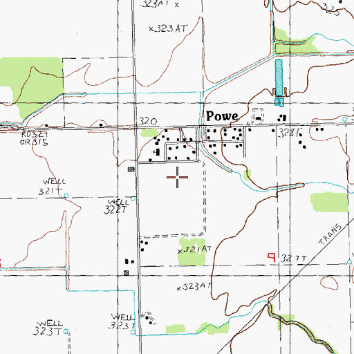 Topographic Map of Powe Census Designated Place, MO