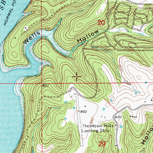 Topographic Map of Sundown Census Designated Place, MO
