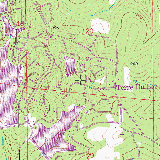 Topographic Map of Terre du Lac Census Designated Place, MO