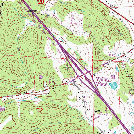 Topographic Map of Valley View Census Designated Place, MO