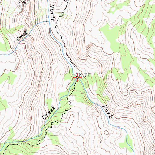 Topographic Map of Cora Creek, CA