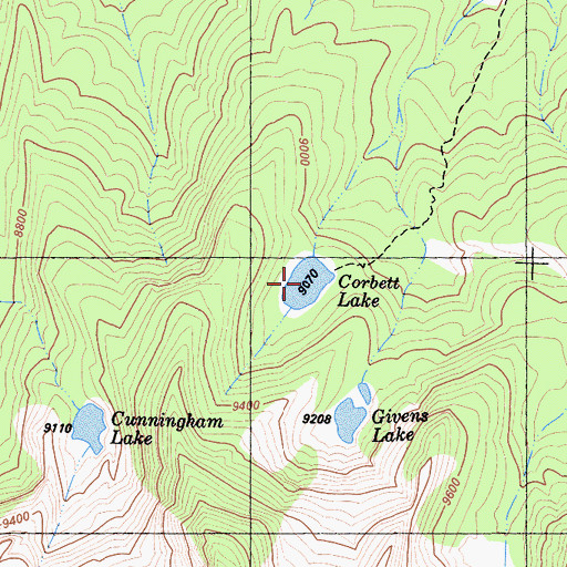 Topographic Map of Corbett Lake, CA
