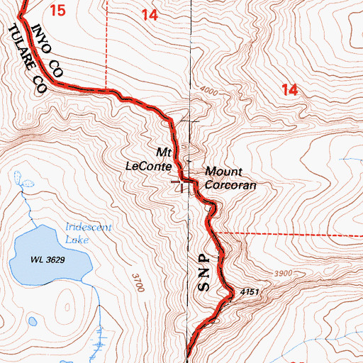 Topographic Map of Mount Corcoran, CA