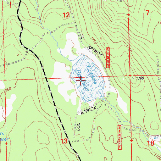 Topographic Map of Corders Reservoir, CA