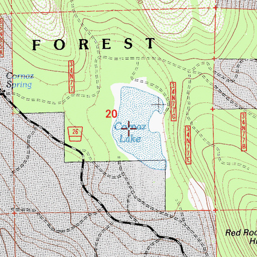 Topographic Map of Cornaz Lake, CA