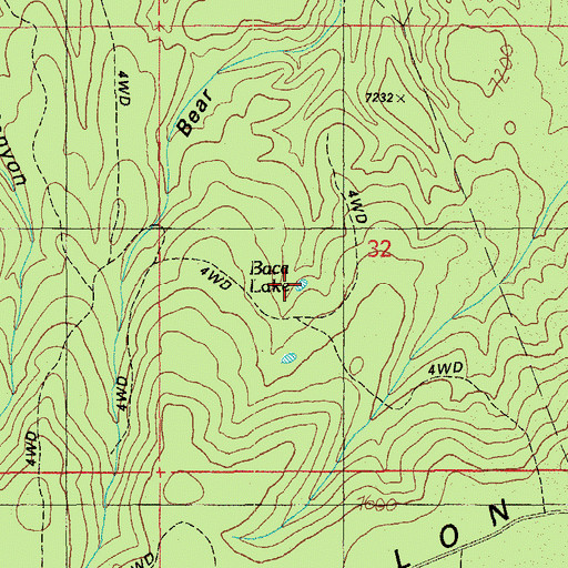 Topographic Map of Baca Lake, AZ