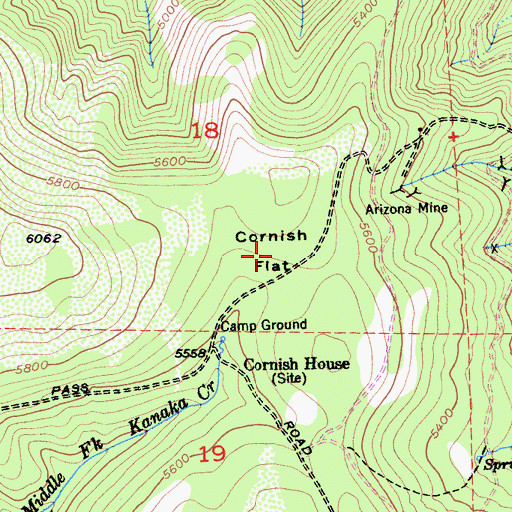 Topographic Map of Cornish Flat, CA
