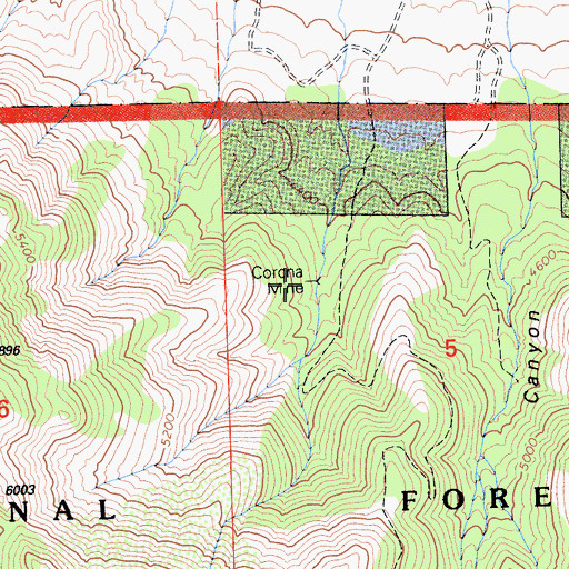 Topographic Map of Corona Mine, CA