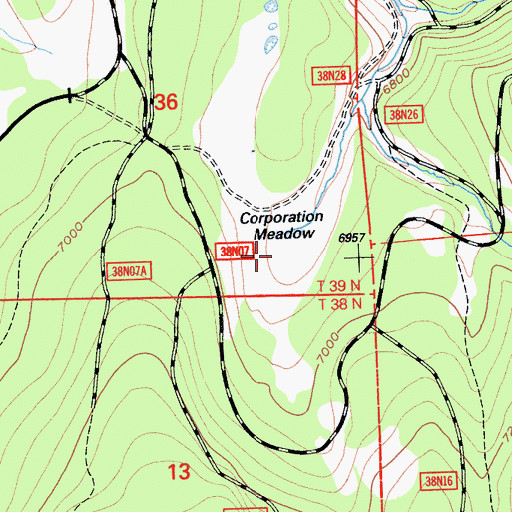 Topographic Map of Corporation Meadow, CA