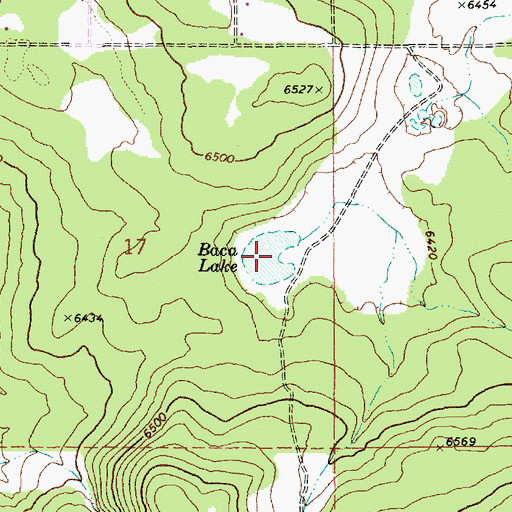 Topographic Map of Baca Lake, AZ