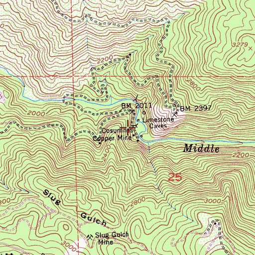 Topographic Map of Cosumnes Copper Mine, CA
