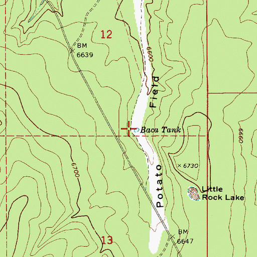Topographic Map of Baca Tank, AZ