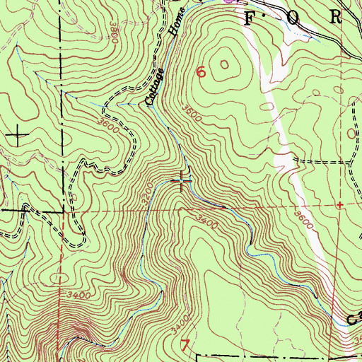 Topographic Map of Cottage Home Creek, CA