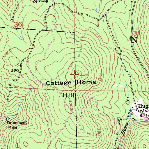 Topographic Map of Cottage Home Hill, CA