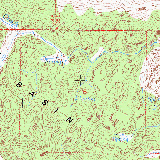 Topographic Map of Cottonwood Basin, CA