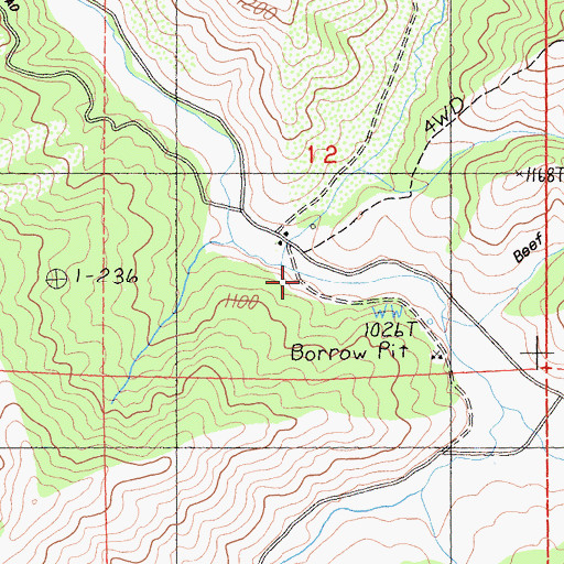 Topographic Map of Cottonwood Creek, CA