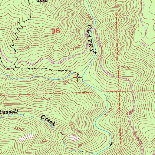 Topographic Map of Cottonwood Creek, CA
