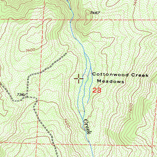 Topographic Map of Cottonwood Creek Meadows, CA