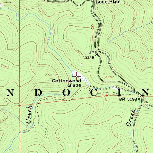 Topographic Map of Cottonwood Glade, CA